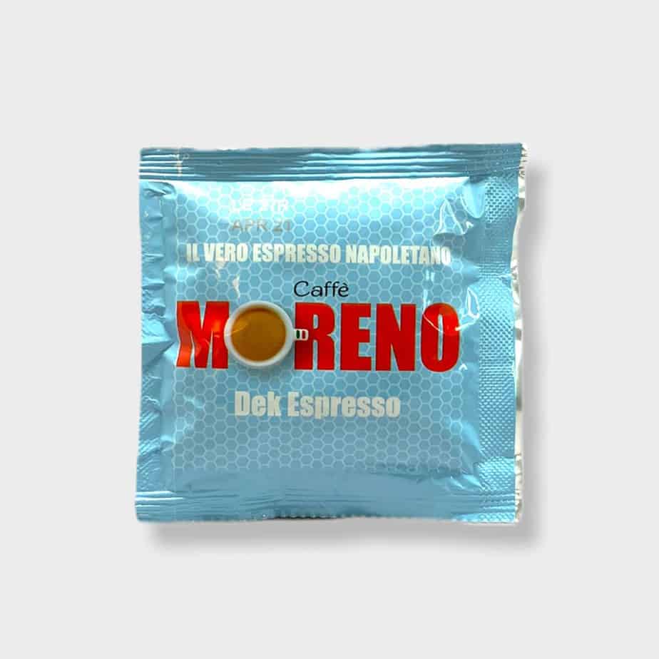 Moreno Dek Espresso, koffeinfreier Kaffeepad, einzeln verpackt