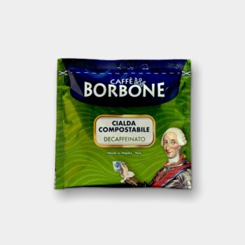 Grünes Verpackungssachet eines Caffè Borbone DecaffeinatoKaffeepad